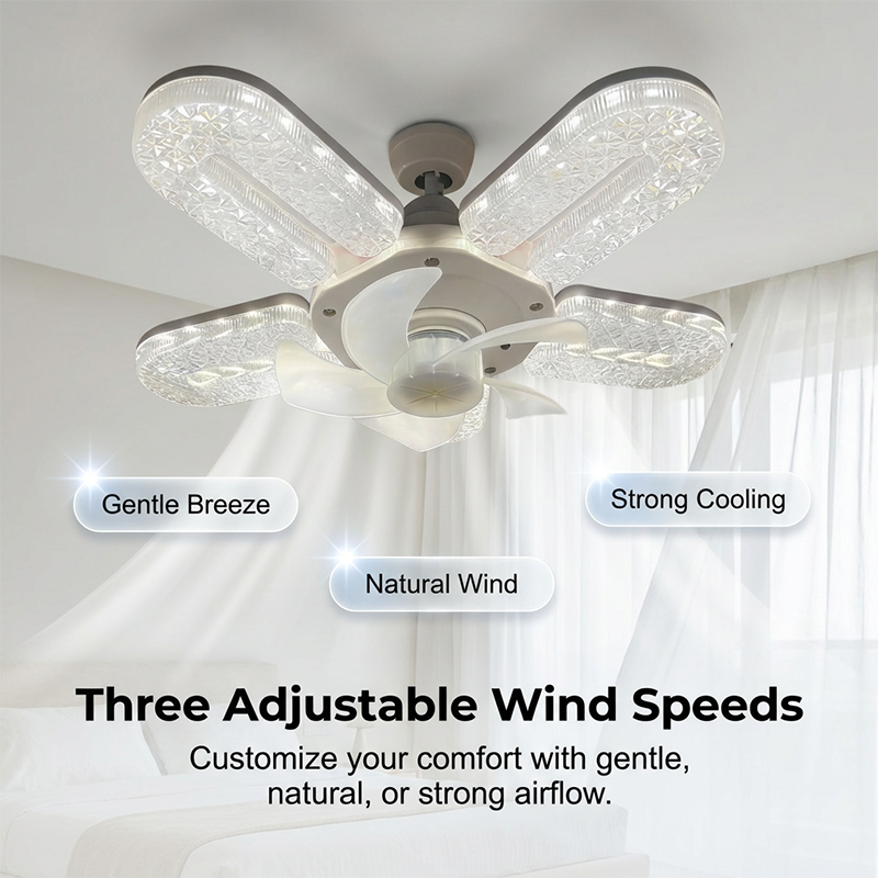 Keeping You Cool And Sparkling 🌬️💡 Crystal-Effect LED 5-Blade LED Fan Light