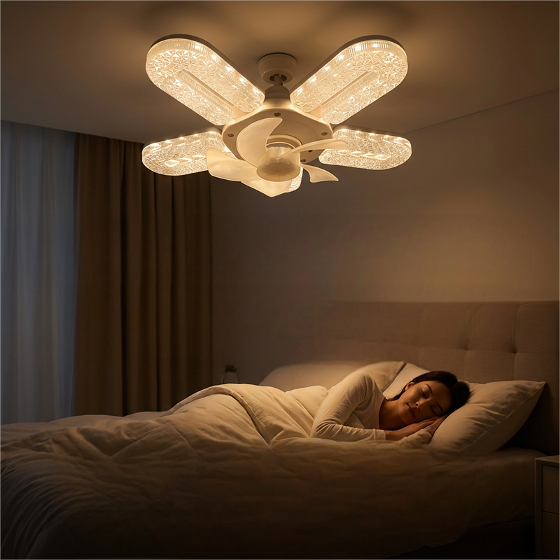 Keeping You Cool And Sparkling 🌬️💡 Crystal-Effect LED 5-Blade LED Fan Light