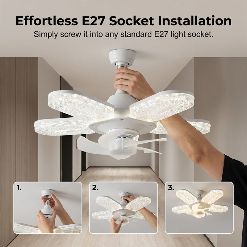 Keeping You Cool And Sparkling 🌬️💡 Crystal-Effect LED 5-Blade LED Fan Light