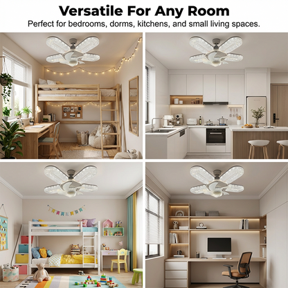 Keeping You Cool And Sparkling 🌬️💡 Crystal-Effect LED 5-Blade LED Fan Light