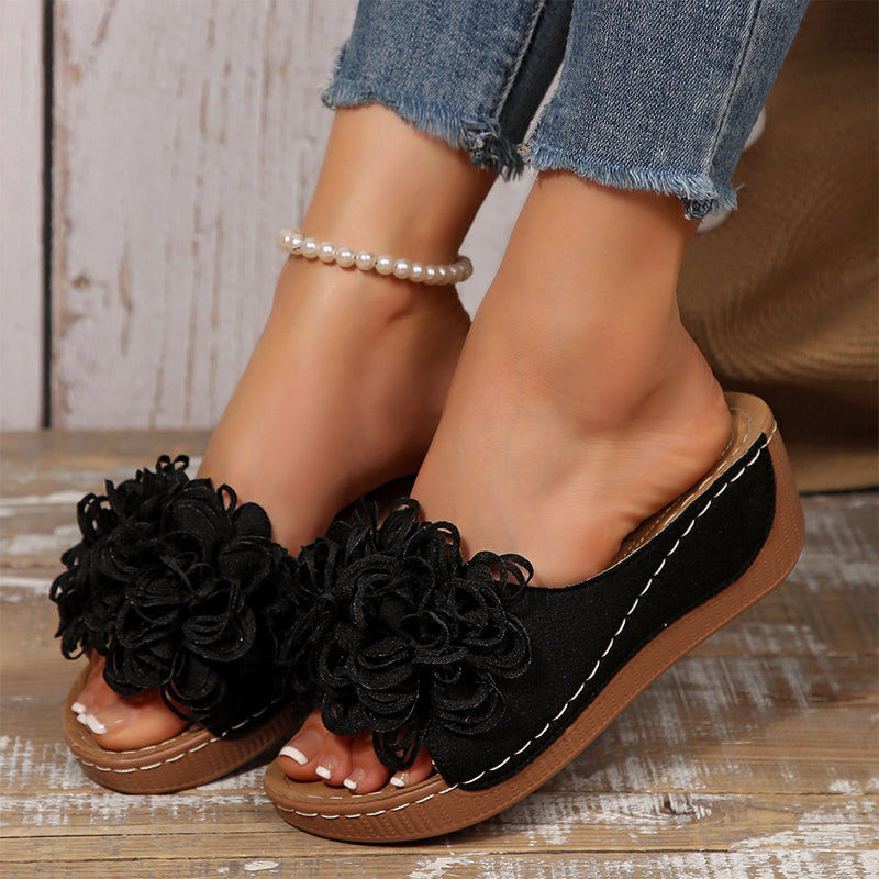 ✨Women's Floral Appliqué Wedge Sandals 👡 Step Into Summer With Style 🌸