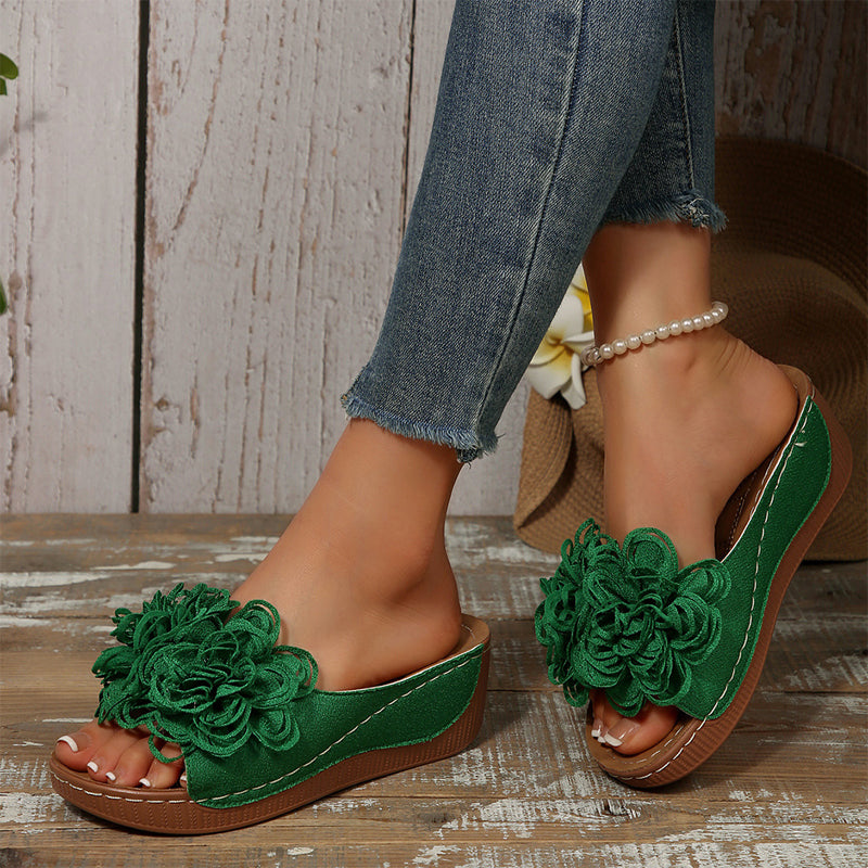 ✨Women's Floral Appliqué Wedge Sandals 👡 Step Into Summer With Style 🌸