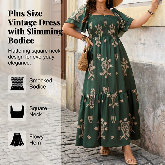 Women's Square Neck Smocked Flowy Dress💗 Exuding Effortless Elegance✨