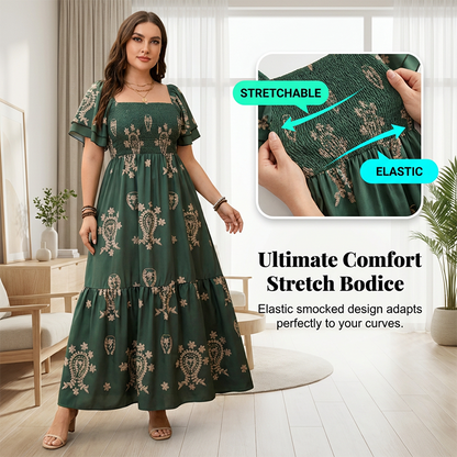 Women's Square Neck Smocked Flowy Dress💗 Exuding Effortless Elegance✨