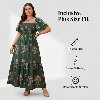 Women's Square Neck Smocked Flowy Dress💗 Exuding Effortless Elegance✨