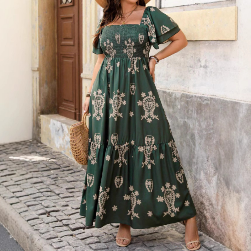 Women's Square Neck Smocked Flowy Dress💗 Exuding Effortless Elegance✨