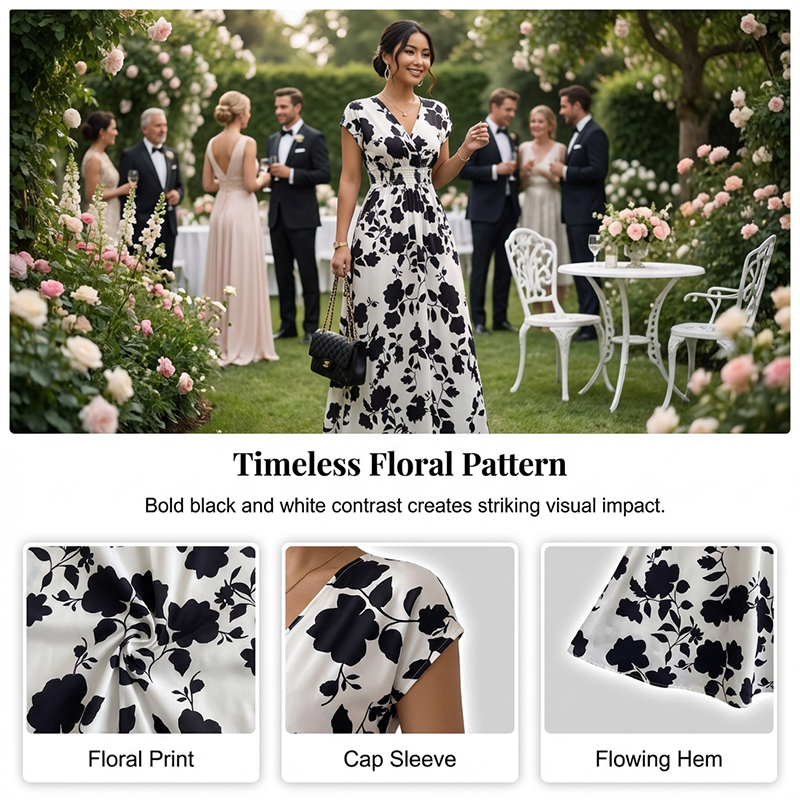 ✨Limited-time 50% Off ✨ Floral V-Neck Smocked Waist Maxi Dress🌸 Effortless Elegance 🌼