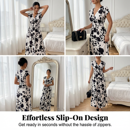 ✨Limited-time 50% Off ✨ Floral V-Neck Smocked Waist Maxi Dress🌸 Effortless Elegance 🌼
