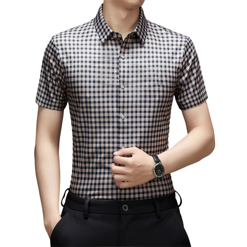 💼 Herren Stretch-Karo-Kurzarmhemd 👔 Scharf aussehen, bequem fühlen