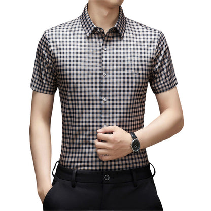 💼 Herren Stretch-Karo-Kurzarmhemd 👔 Scharf aussehen, bequem fühlen