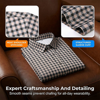 💼 Herren Stretch-Karo-Kurzarmhemd 👔 Scharf aussehen, bequem fühlen
