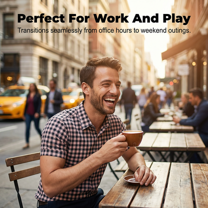 💼 Herren Stretch-Karo-Kurzarmhemd 👔 Scharf aussehen, bequem fühlen