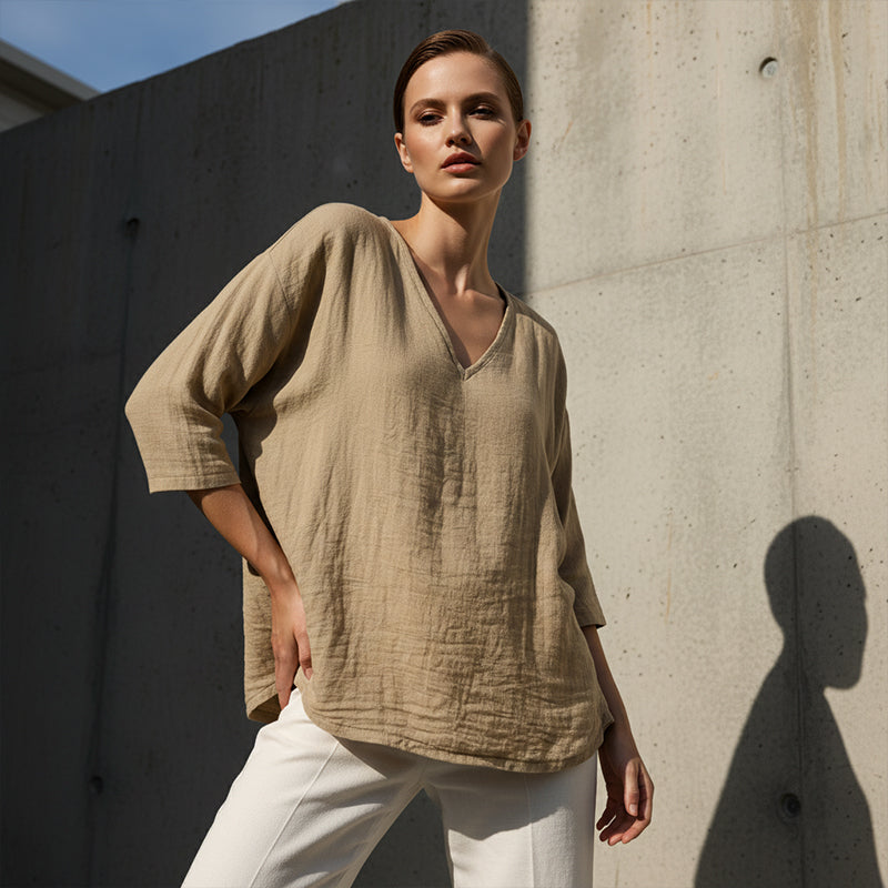 🌸Women's Casual V-Neck Three Quarter Sleeve Blouse✨ Effortlessly stylish