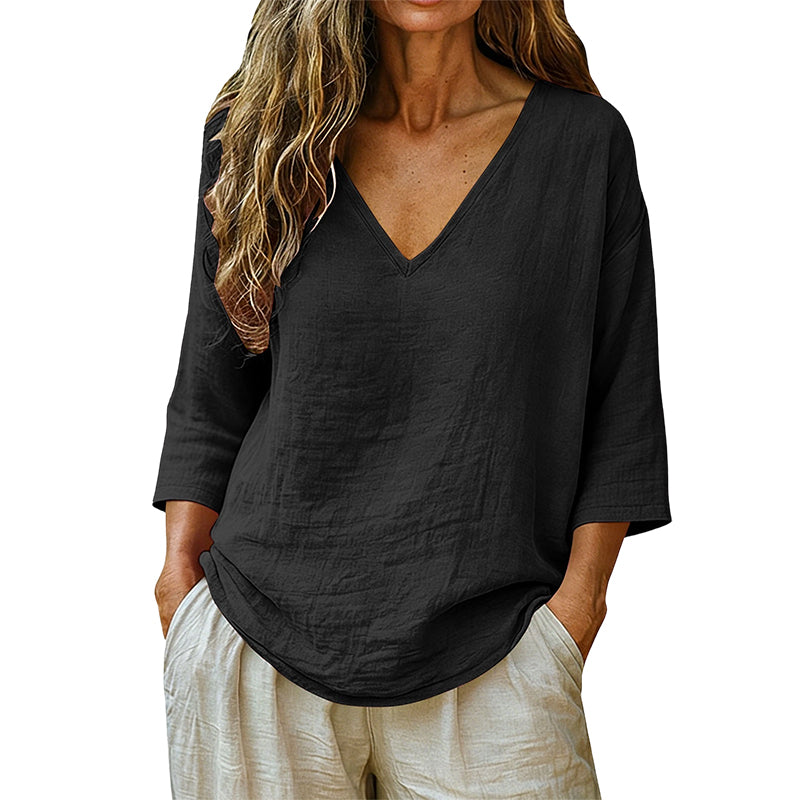🌸Women's Casual V-Neck Three Quarter Sleeve Blouse✨ Effortlessly stylish