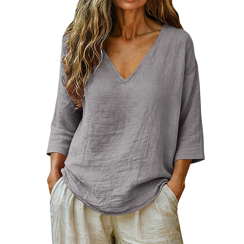 🌸Women's Casual V-Neck Three Quarter Sleeve Blouse✨ Effortlessly stylish