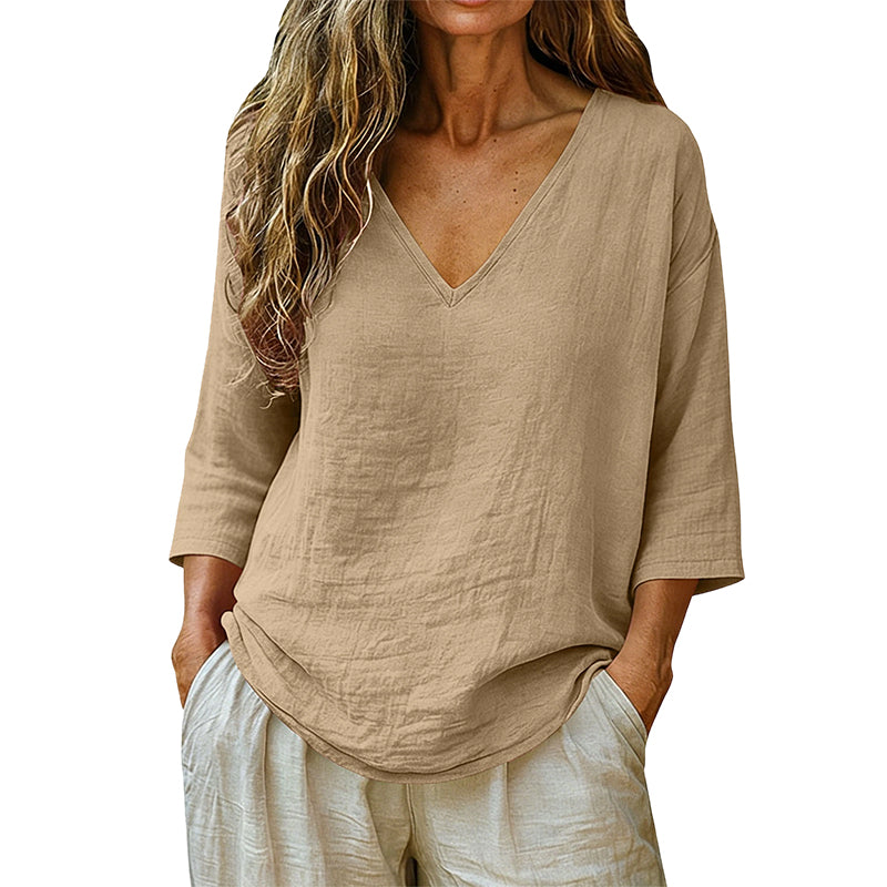 🌸Women's Casual V-Neck Three Quarter Sleeve Blouse✨ Effortlessly stylish