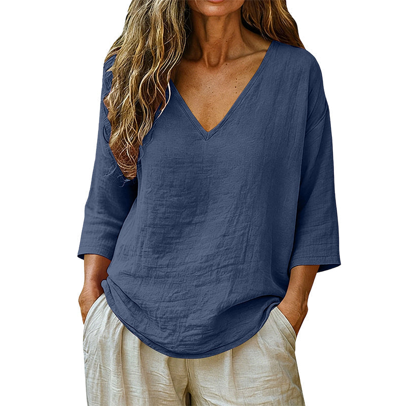 🌸Women's Casual V-Neck Three Quarter Sleeve Blouse✨ Effortlessly stylish