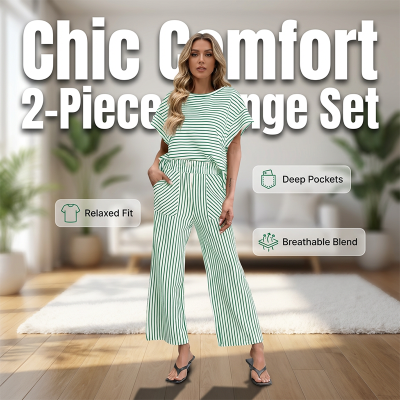 Women's Striped 2-Piece Lounge Set 🌟The Perfect Lounge Set🛋️✨