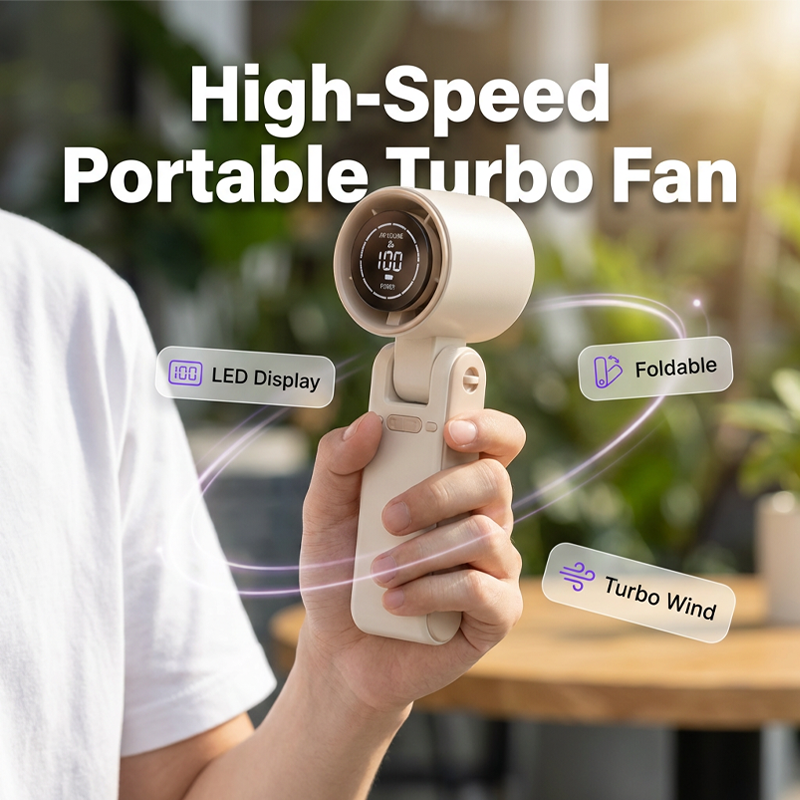 Portable Handheld Fan with LED Digital Display🌬️ Stay cool—Anytime, Anywhere❄️