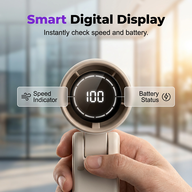 Portable Handheld Fan with LED Digital Display🌬️ Stay cool—Anytime, Anywhere❄️