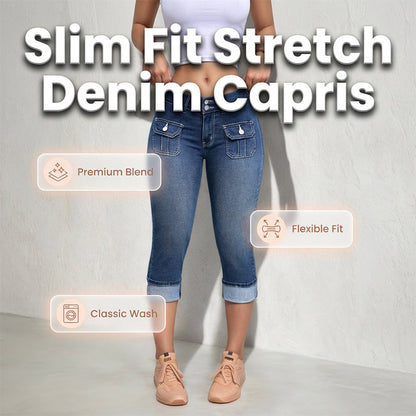 👖Women's Slim Fit Stretch Denim Capri Pants – Comfort & Style In One! ✨
