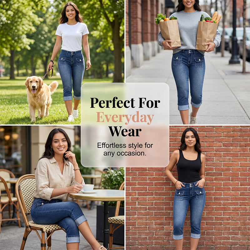 👖Women's Slim Fit Stretch Denim Capri Pants – Comfort & Style In One! ✨