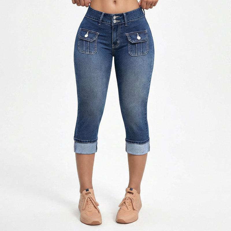 👖Women's Slim Fit Stretch Denim Capri Pants – Comfort & Style In One! ✨