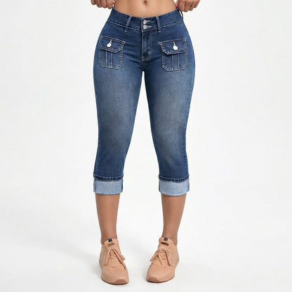 👖Women's Slim Fit Stretch Denim Capri Pants – Comfort & Style In One! ✨