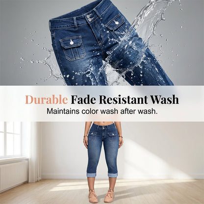 👖Women's Slim Fit Stretch Denim Capri Pants – Comfort & Style In One! ✨