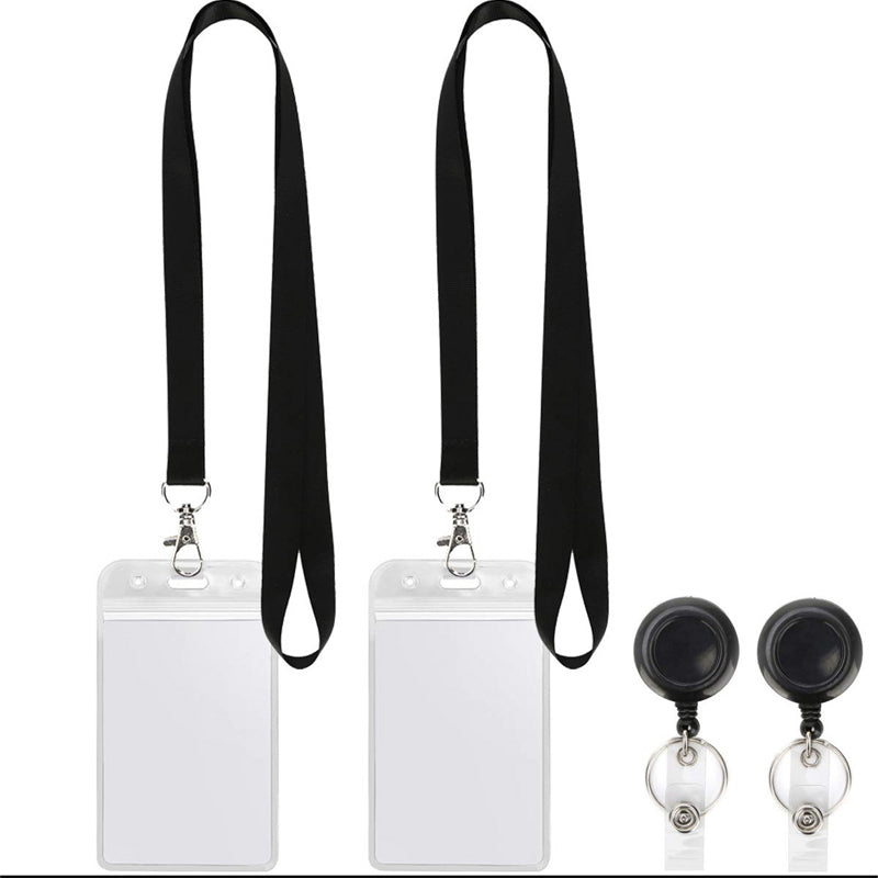 🌟Black Lanyard and Waterproof ID Badge Holder Set🎯 Well-Organized 🏅