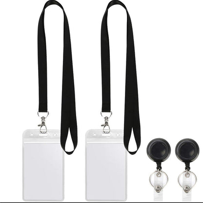 🌟Black Lanyard and Waterproof ID Badge Holder Set🎯 Well-Organized 🏅