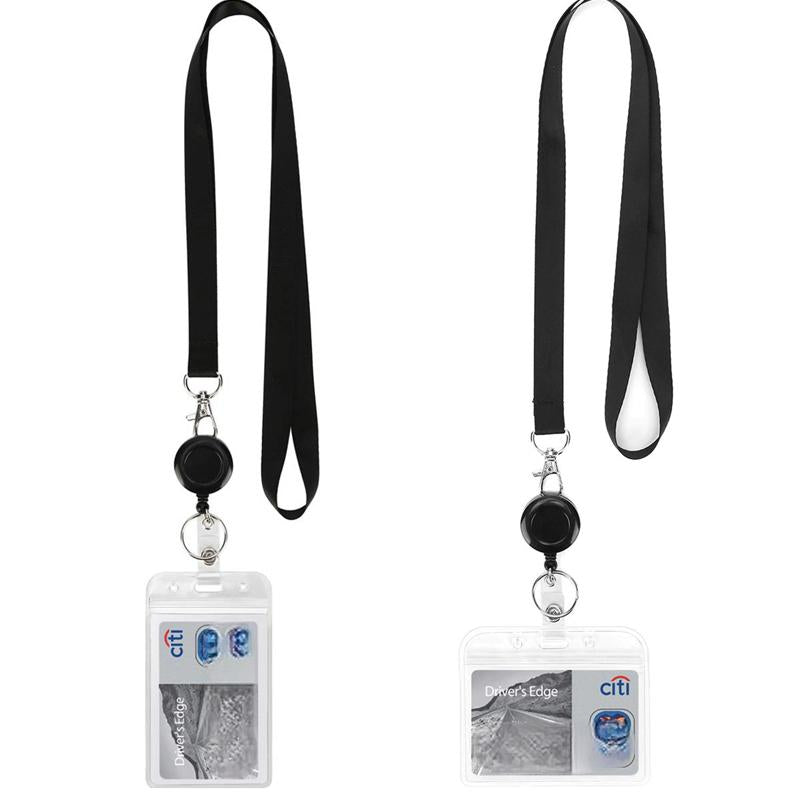 🌟Black Lanyard and Waterproof ID Badge Holder Set🎯 Well-Organized 🏅