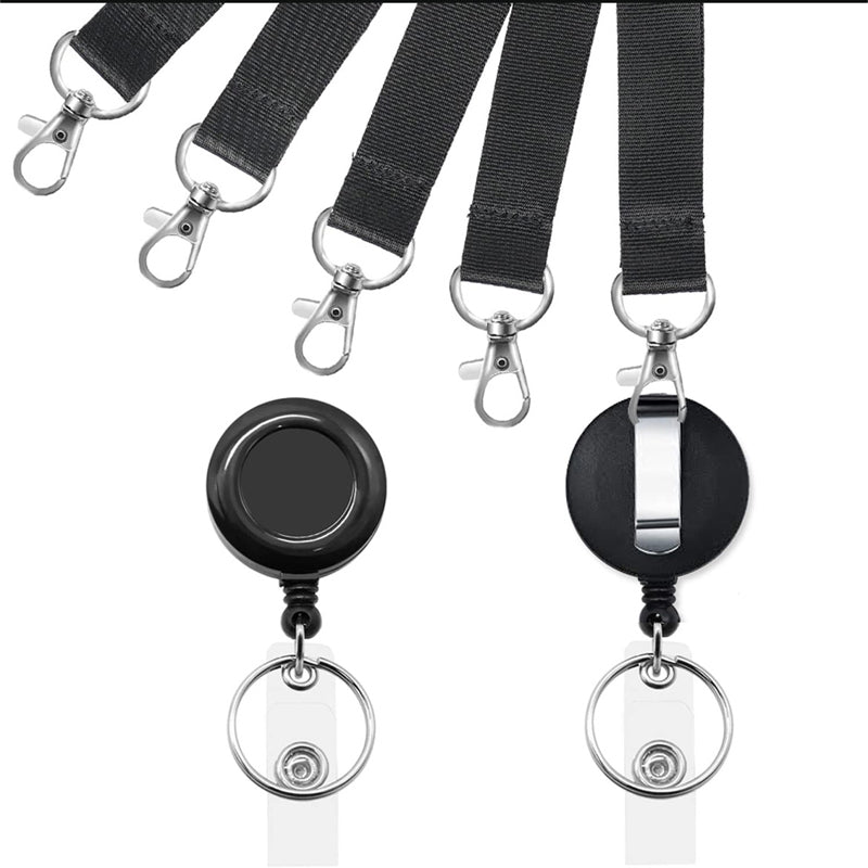 🌟Black Lanyard and Waterproof ID Badge Holder Set🎯 Well-Organized 🏅