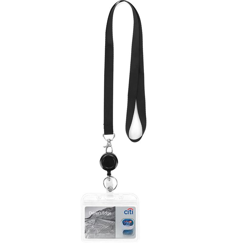 🌟Black Lanyard and Waterproof ID Badge Holder Set🎯 Well-Organized 🏅