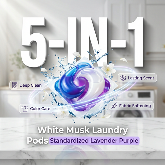 🌸🧺5-in-1 White Musk Laundry Detergent Pods (80PCS)✨ Say Goodbye to Stains
