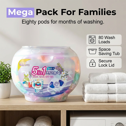 🌸🧺5-in-1 White Musk Laundry Detergent Pods (80PCS)✨ Say Goodbye to Stains