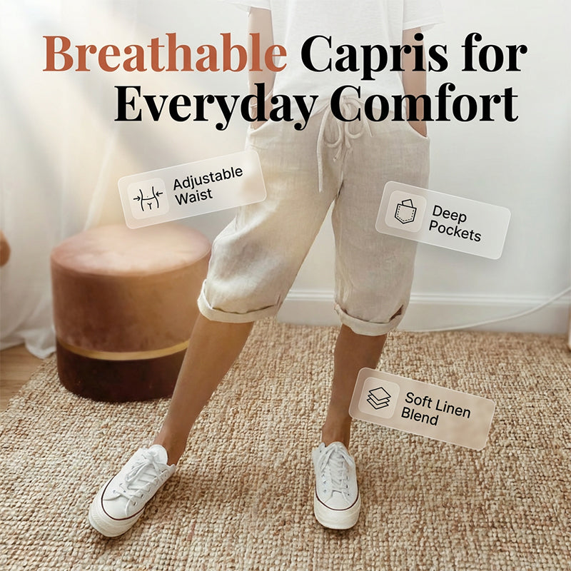 🩳Women's Casual Cotton Linen Capris🌟 Stay Cool And Comfortable 🌟