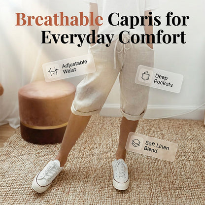 🩳Women's Casual Cotton Linen Capris🌟 Stay Cool And Comfortable 🌟