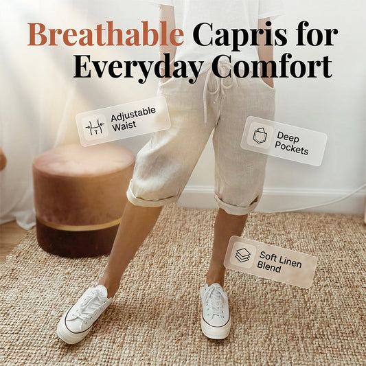 🩳Women's Casual Cotton Linen Capris🌟 Stay Cool And Comfortable 🌟
