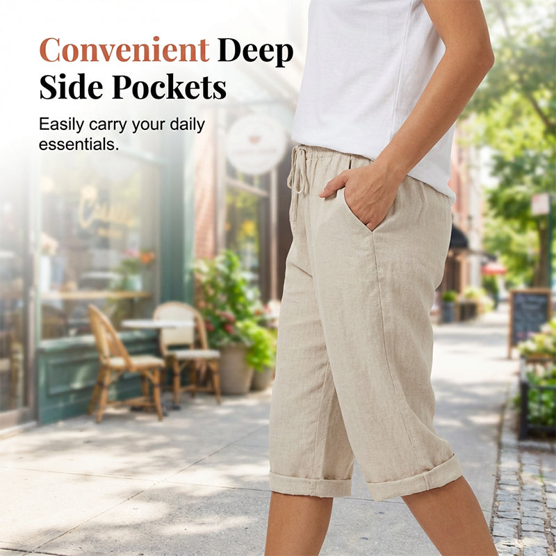 🩳Women's Casual Cotton Linen Capris🌟 Stay Cool And Comfortable 🌟