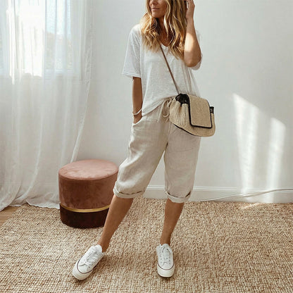 🩳Women's Casual Cotton Linen Capris🌟 Stay Cool And Comfortable 🌟