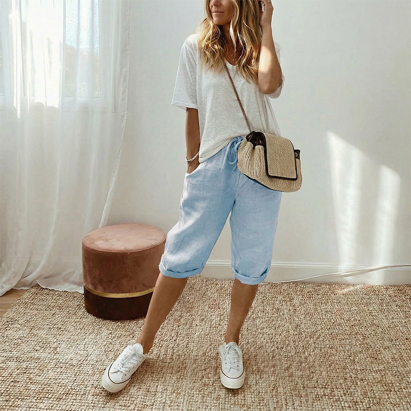 🩳Women's Casual Cotton Linen Capris🌟 Stay Cool And Comfortable 🌟