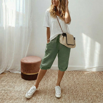 🩳Women's Casual Cotton Linen Capris🌟 Stay Cool And Comfortable 🌟
