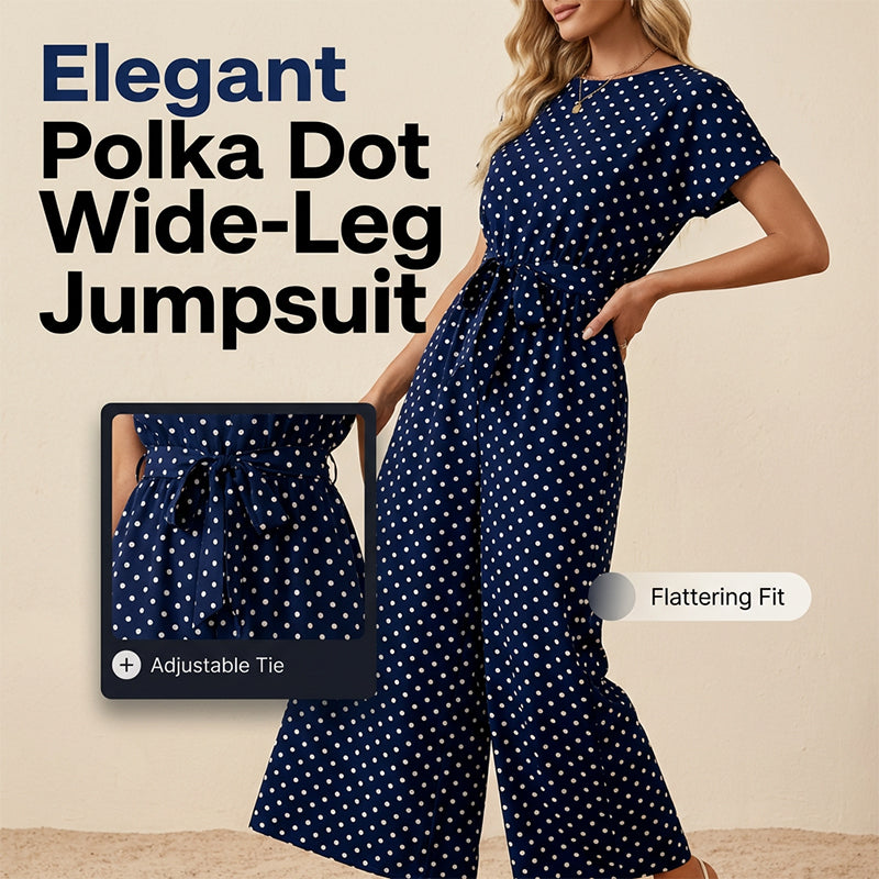 🌸Eleganter Damen-Jumpsuit mit weitem Bein und Polka Dots 🌟 Für mühelosen Stil