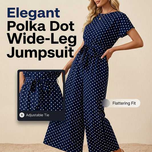 🌸Women's Elegant Polka Dot Wide-Leg Jumpsuit 🌟 Step Into Effortless Style