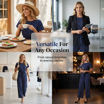 🌸Eleganter Damen-Jumpsuit mit weitem Bein und Polka Dots 🌟 Für mühelosen Stil