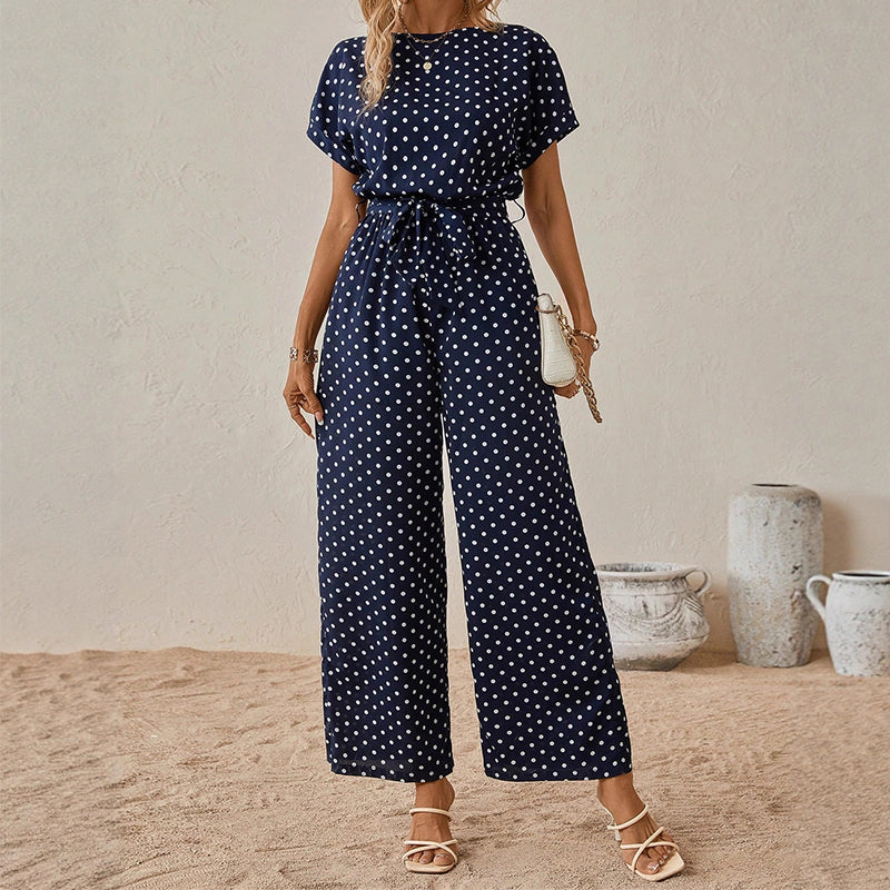 🌸Eleganter Damen-Jumpsuit mit weitem Bein und Polka Dots 🌟 Für mühelosen Stil