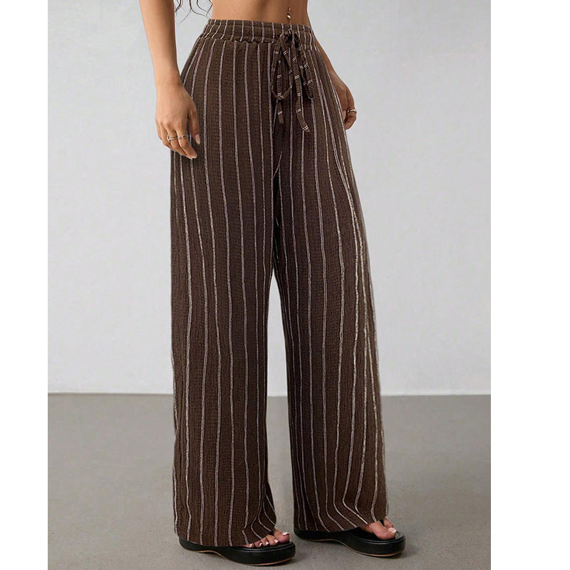 👖 50% OFF NOW! Women's Striped Drawstring Wide-Leg Pants – Lightweight, Breathable & Adjustable Waist For Casual Chic ✨🍃