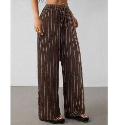 👖 50% OFF NOW! Women's Striped Drawstring Wide-Leg Pants – Lightweight, Breathable & Adjustable Waist For Casual Chic ✨🍃