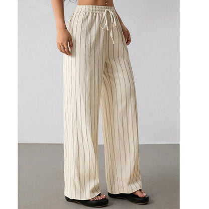 👖 50% OFF NOW! Women's Striped Drawstring Wide-Leg Pants – Lightweight, Breathable & Adjustable Waist For Casual Chic ✨🍃